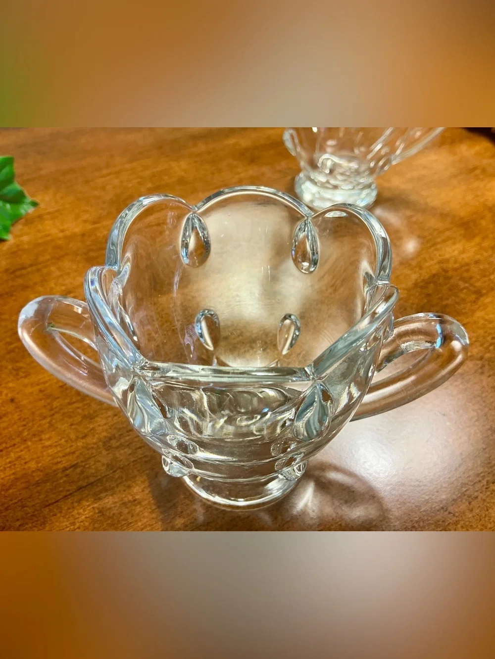 Most adorable Vintage Pressed Glass Sugar and Creamer Set-Teardrop Pattern